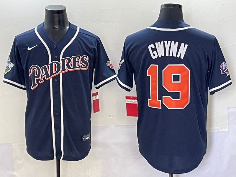 Men 2025 San Diego Padres #19 Gwynn Blue Throwback Game Nike MLB Jersey style 61